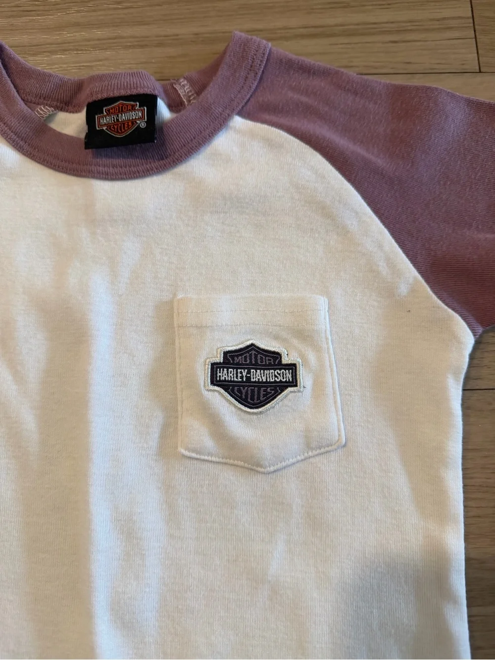 Harley-Davidson toddler girl White & Mauve Raglan Graphic Tee